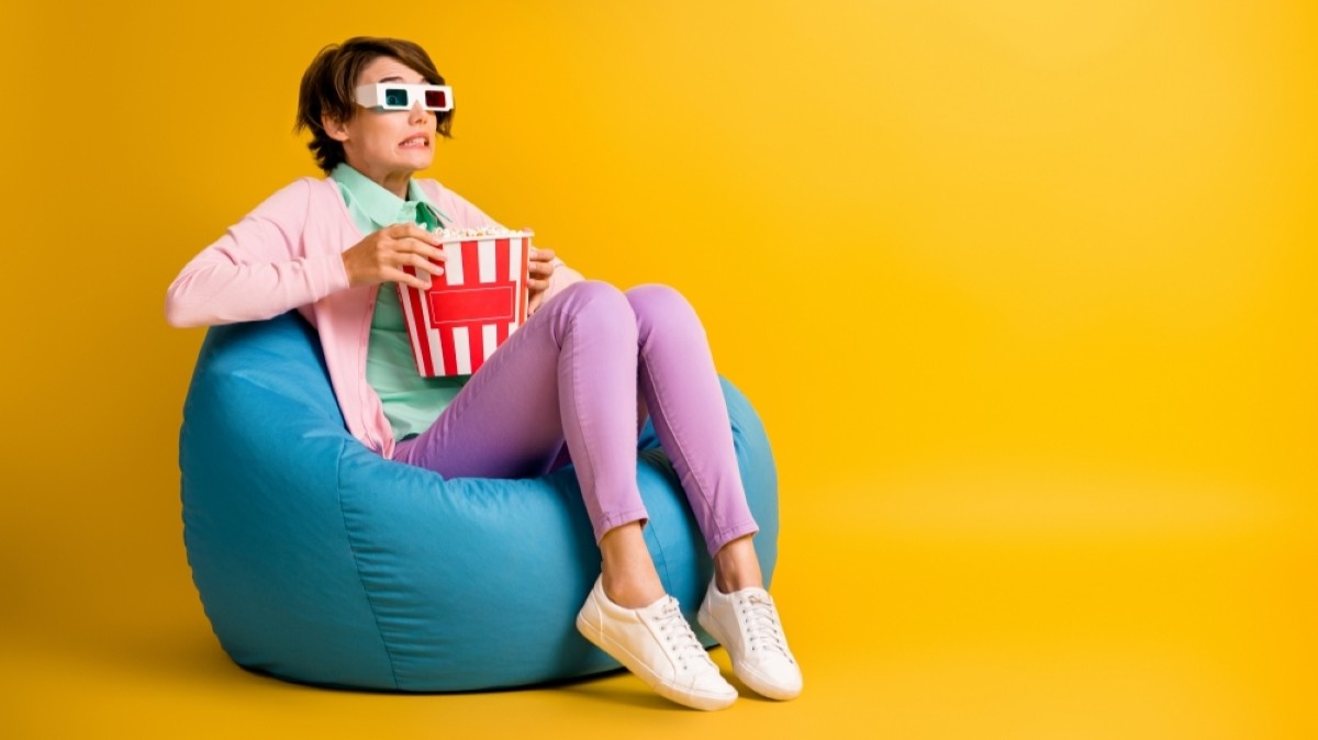 Woman watching movie