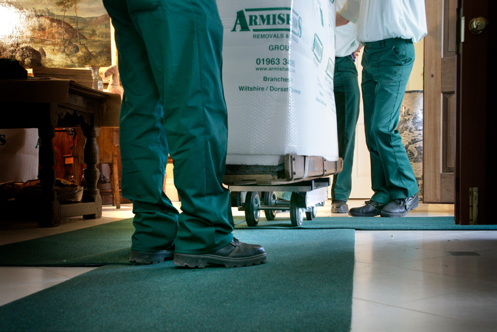 Armishaws Removals, Trained Skilled Removals Team with Heavy Goods on Protected Flooring