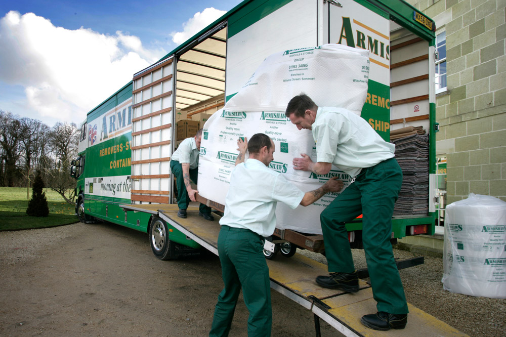 Armishaws Removals, Trained Skilled Removals Team with Heavy Goods Loading onto Removals Truck